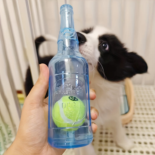 Durable Squeaky Dog Bottle Toy with Tennis Ball Inside