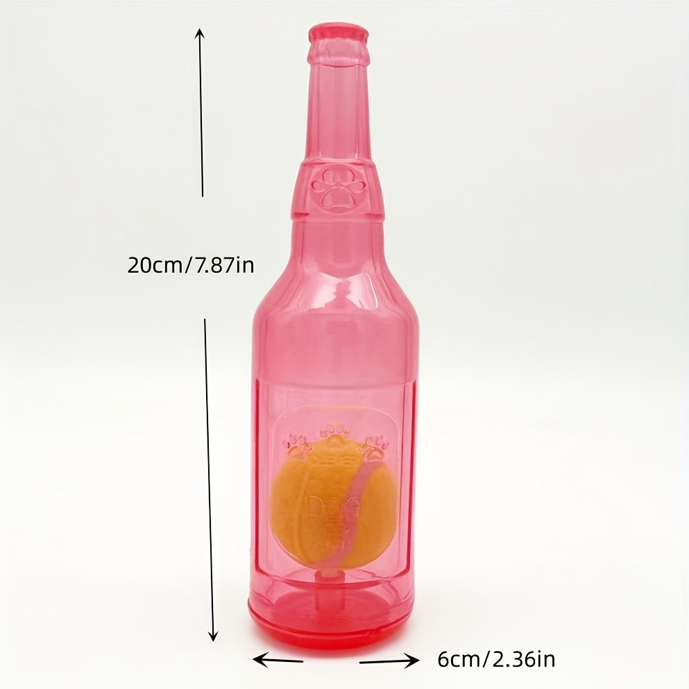Durable Squeaky Dog Bottle Toy with Tennis Ball Inside