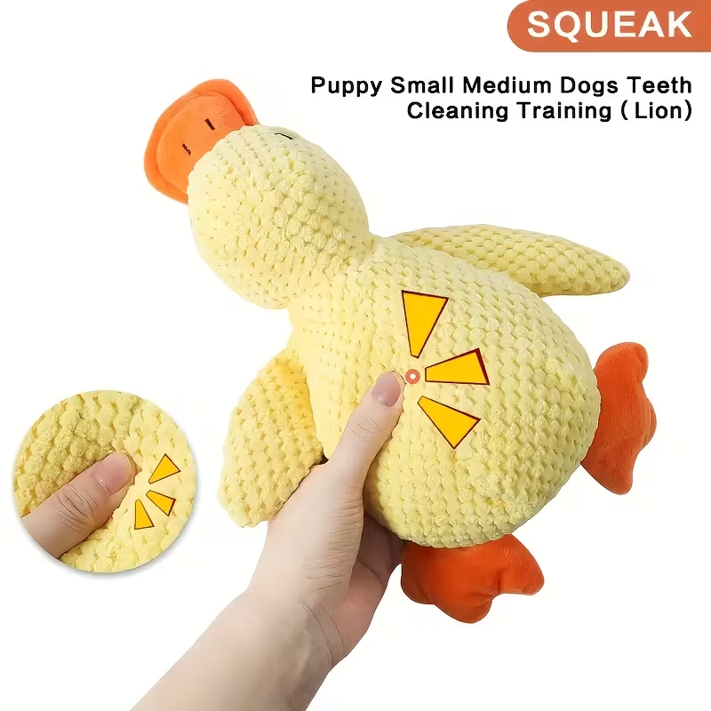 Cute Squeaky Duck Dog Plush Toy, Durable Teething Chew Toy For Puppies, Stress Relief Boredom Relief Interactive Pet Toy For Small Medium Large Dogs