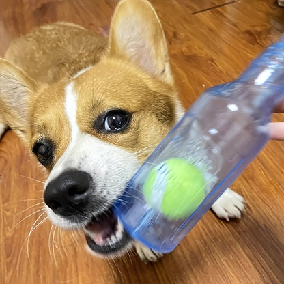 Durable Squeaky Dog Bottle Toy with Tennis Ball Inside