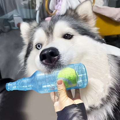 Durable Squeaky Dog Bottle Toy with Tennis Ball Inside
