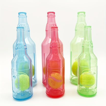 Durable Squeaky Dog Bottle Toy with Tennis Ball Inside