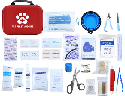 All-in-One Pet Care Mega Bundle - 8-in-1 Essential Kit for Dogs & Cats, Includes First Aid Kit, Feeding Bowl, Toys & Travel Supplies for Home & Emergency Use