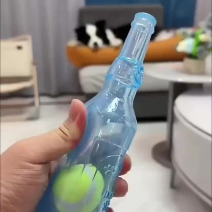 Durable Squeaky Dog Bottle Toy with Tennis Ball Inside