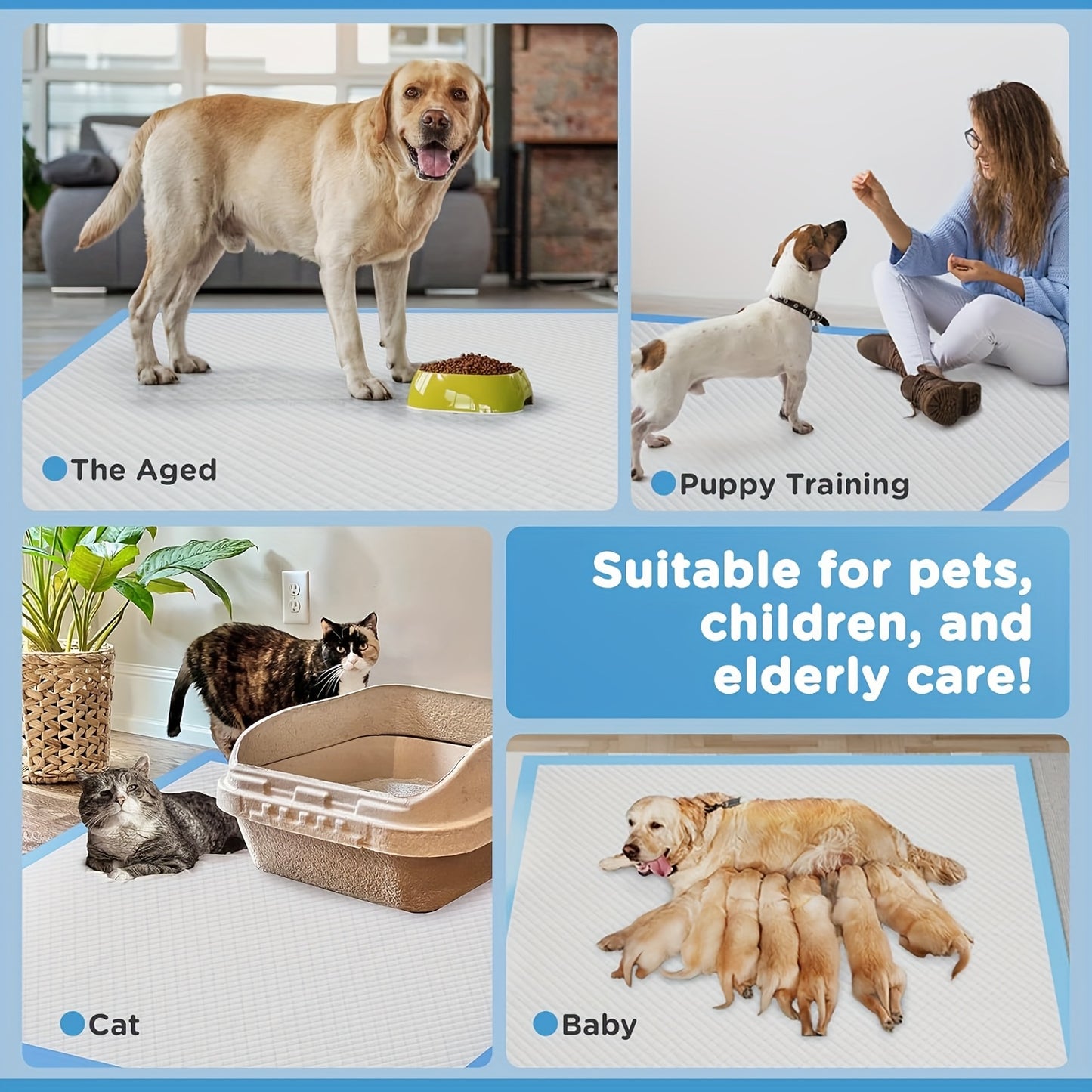 Multi-functional Pet & Baby Training Pads - Super Absorbent, Fast-Drying & Comfortable Leak-Proof Mats for Dogs, Cats and Home Use