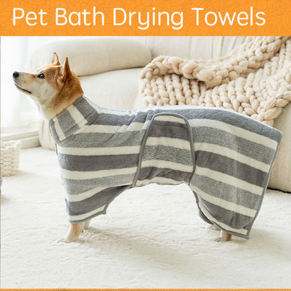 Super Absorbent Pet Drying Robe - Fast-Drying Microfiber Dog Bath Towel Coat with Adjustable Waist for Small, Medium & Large Dogs