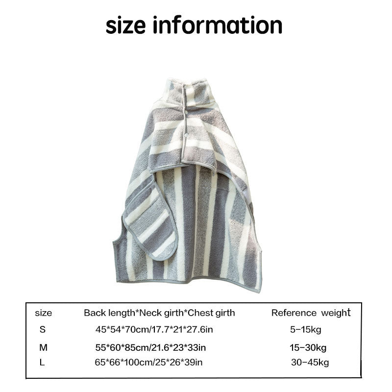 Super Absorbent Pet Drying Robe - Fast-Drying Microfiber Dog Bath Towel Coat with Adjustable Waist for Small, Medium & Large Dogs
