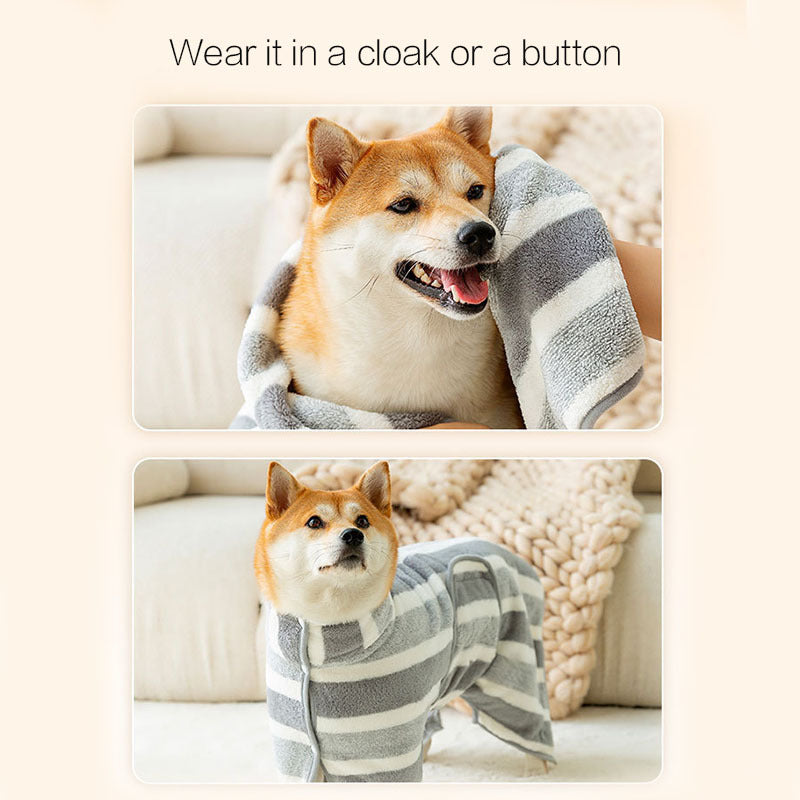 Super Absorbent Pet Drying Robe - Fast-Drying Microfiber Dog Bath Towel Coat with Adjustable Waist for Small, Medium & Large Dogs