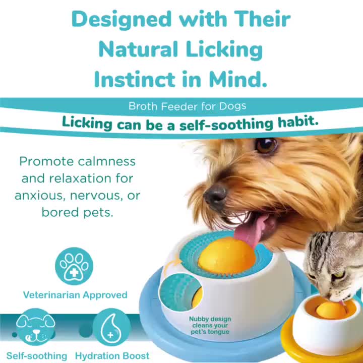 Interactive Pet Roller Licking Feeder - Slow Feeder Dog Bowl for Anxiety Relief & Mental Stimulation - Suitable for Dogs & Cats, Easy to Clean