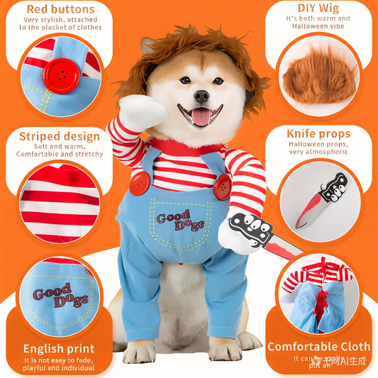 "Ahoy Matey!" Hilarious Pirate Dog Costume - Funny Pet Standing Transformation Outfit for Dogs & Cats, Perfect for Halloween, Parties & Photoshoots (